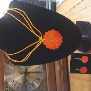 Vintage 1980s Marysol Orange Necklace & Earrings